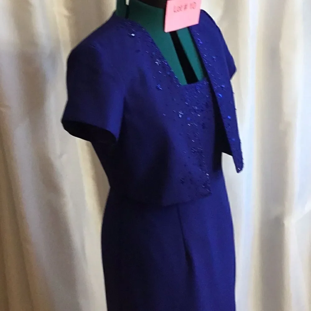 JR NITES a size 8 petite maxi dress with matching short beaded jacket